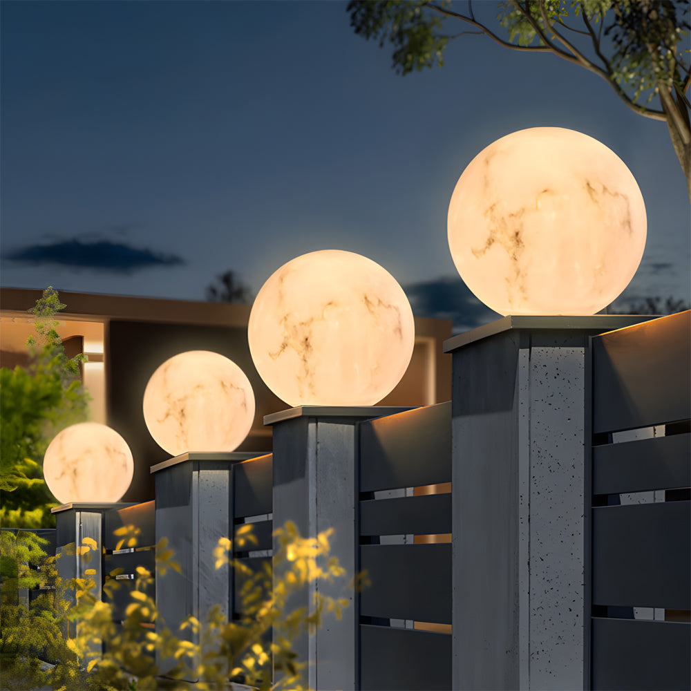 Gle Faux Moon Globe Marble Outdoor Pillar Light