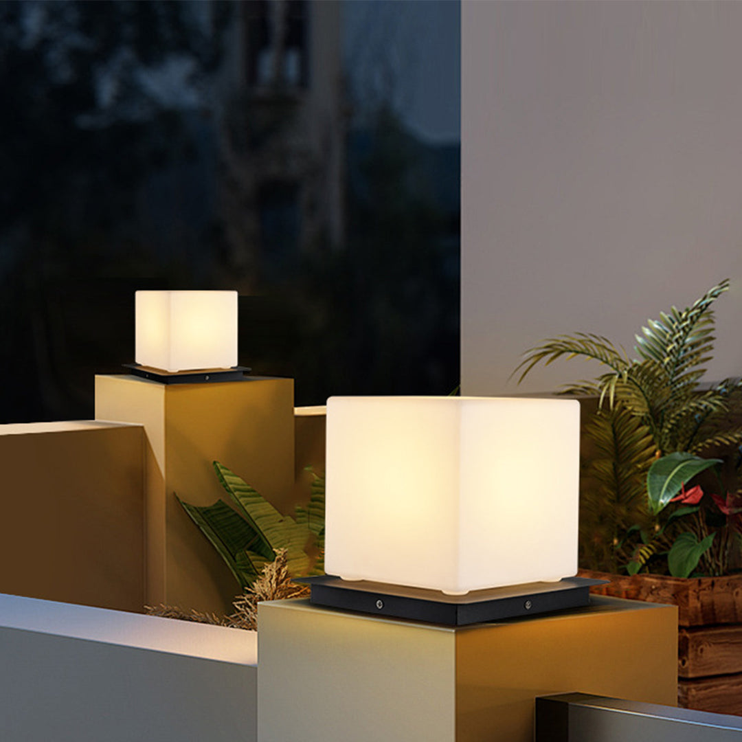 Nathania Lampshade Modern Steel Outdoor Pillar Lights