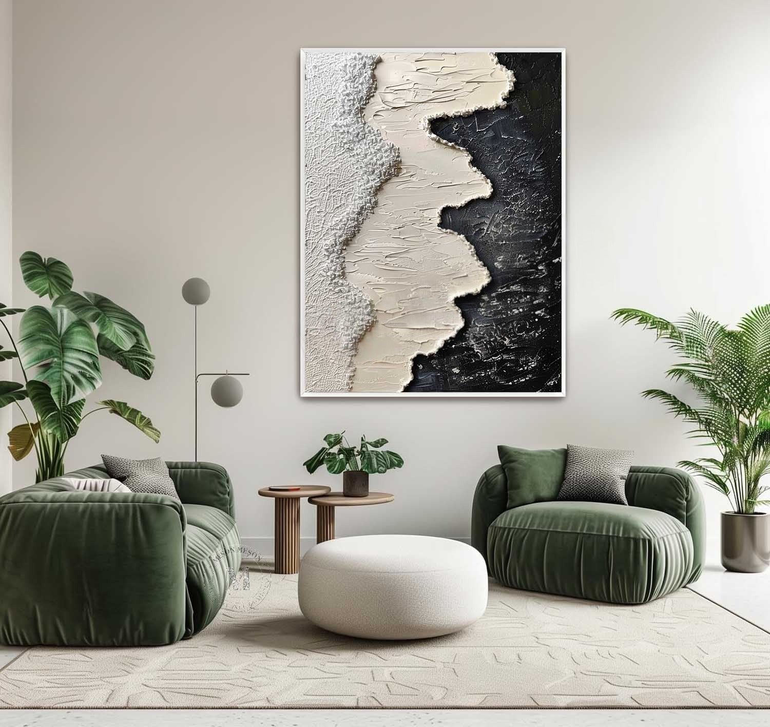 Wall Art Monochrome Wave Painting - Neutralighting