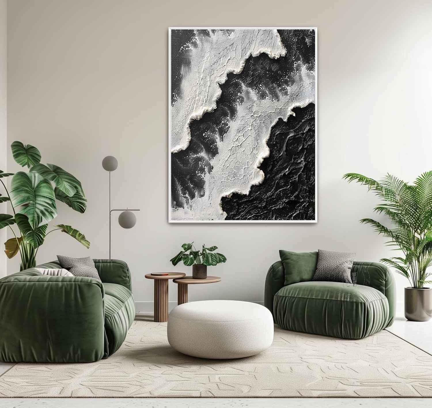 Wall Art Monochrome Ocean Wave - Neutralighting