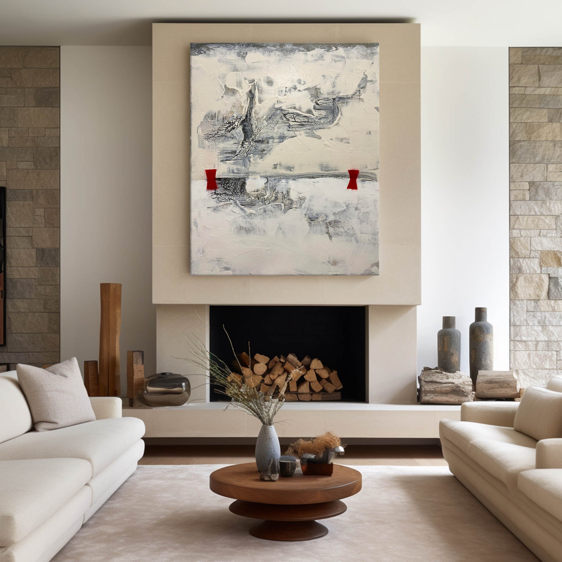 Beige Abstract Painting ABAV175 - Neutralighting