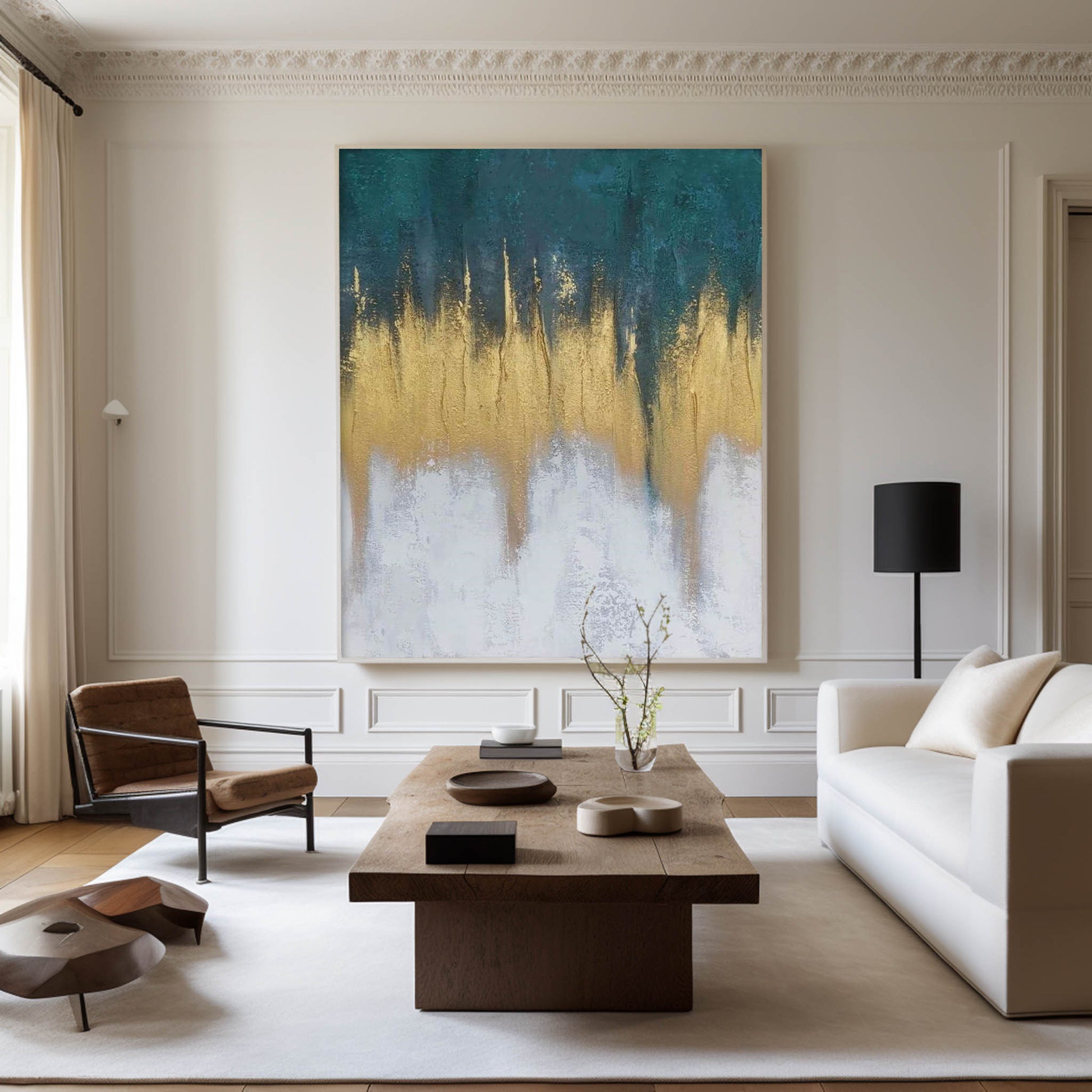 Abstract Blue And Gold Painting ABAV157 - Neutralighting