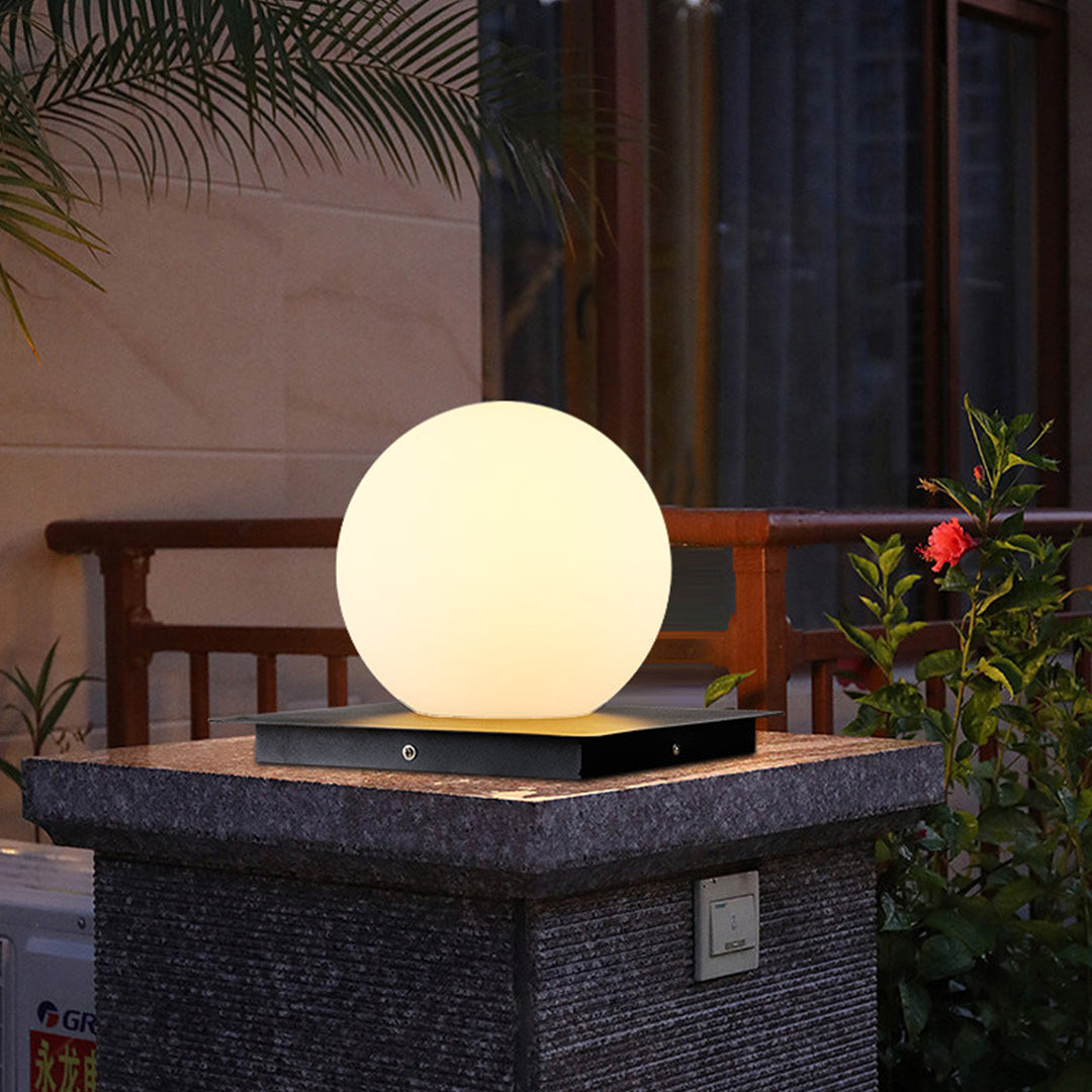 Nathania Lampshade Modern Steel Outdoor Pillar Lights