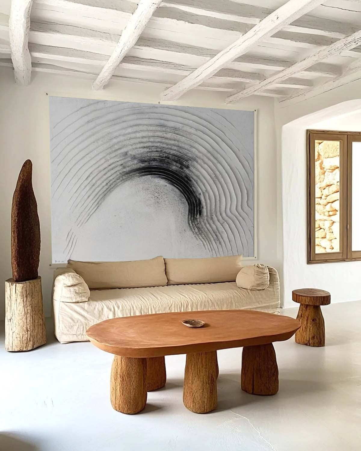 Wall Art Horizontal 3D Impasto Half-Circle - Neutralighting
