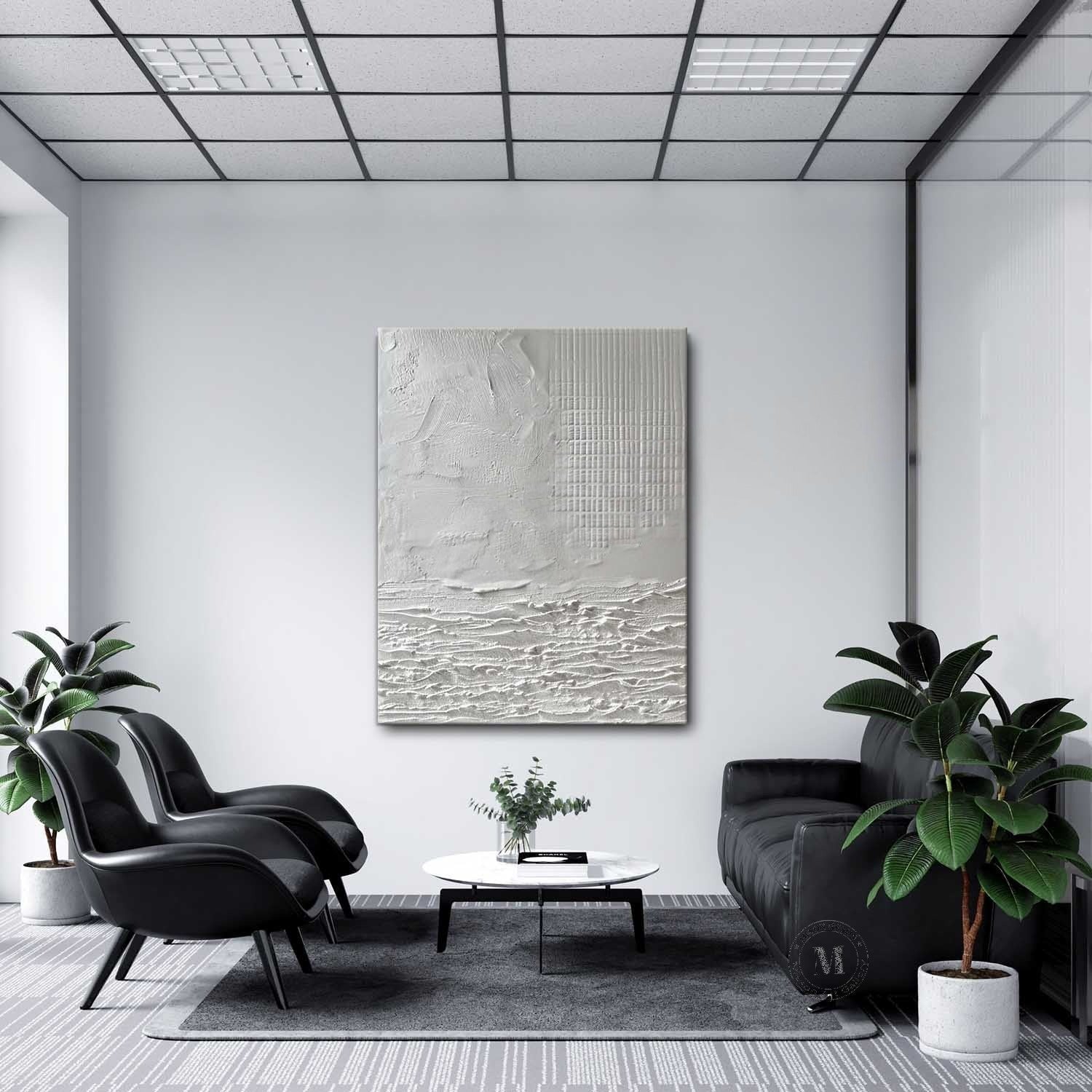 Wall Art Neutral Coastal Grid Painting - Neutralighting