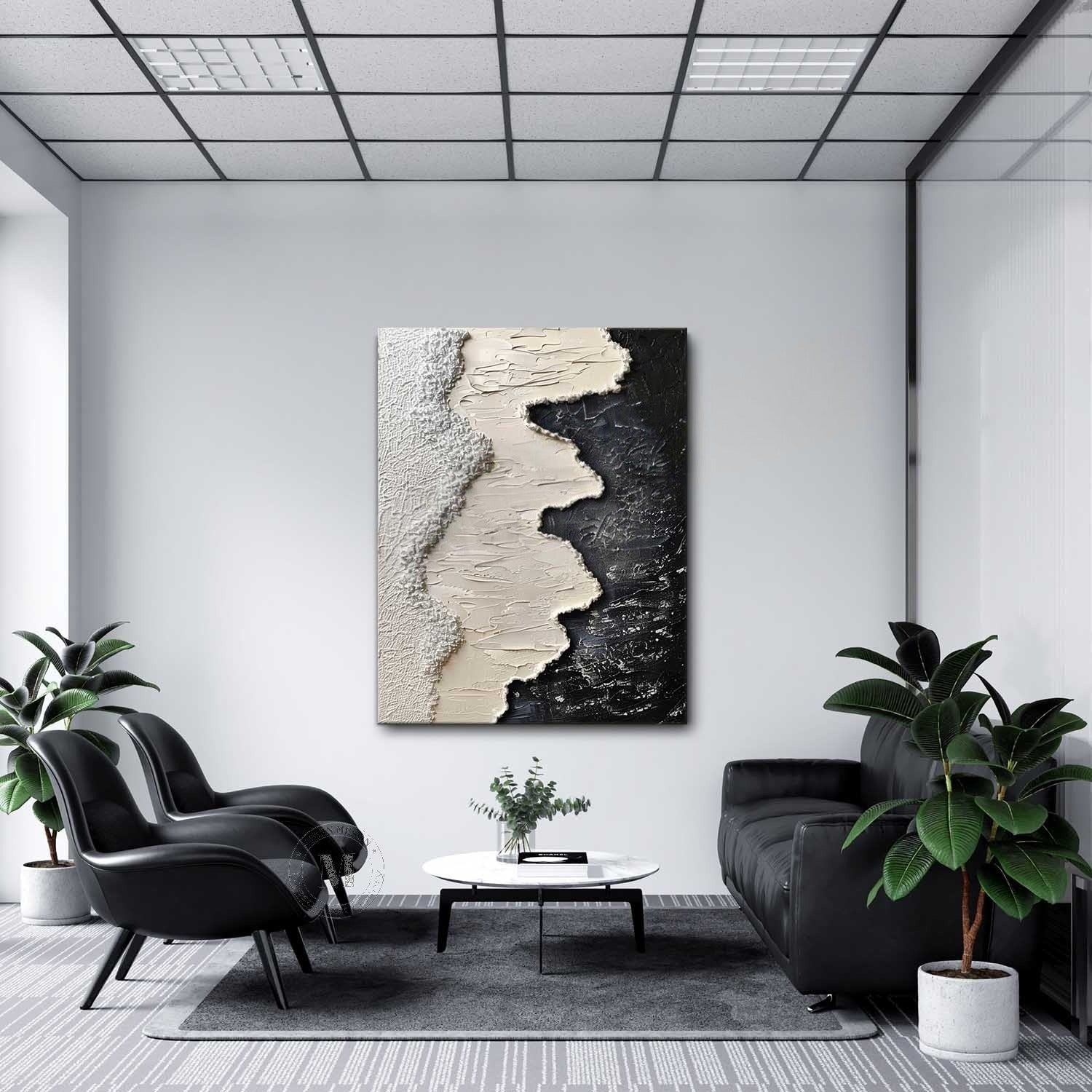 Wall Art Monochrome Wave Painting - Neutralighting