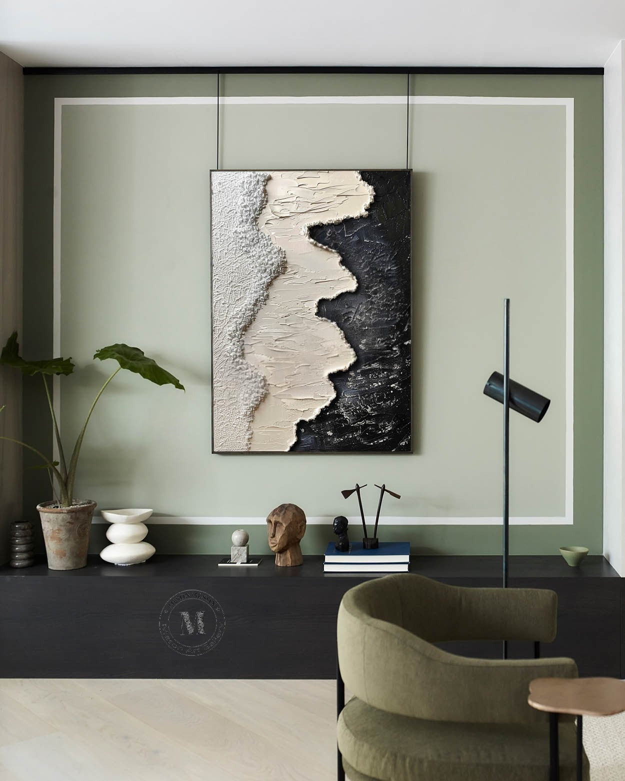Wall Art Monochrome Wave Painting - Neutralighting