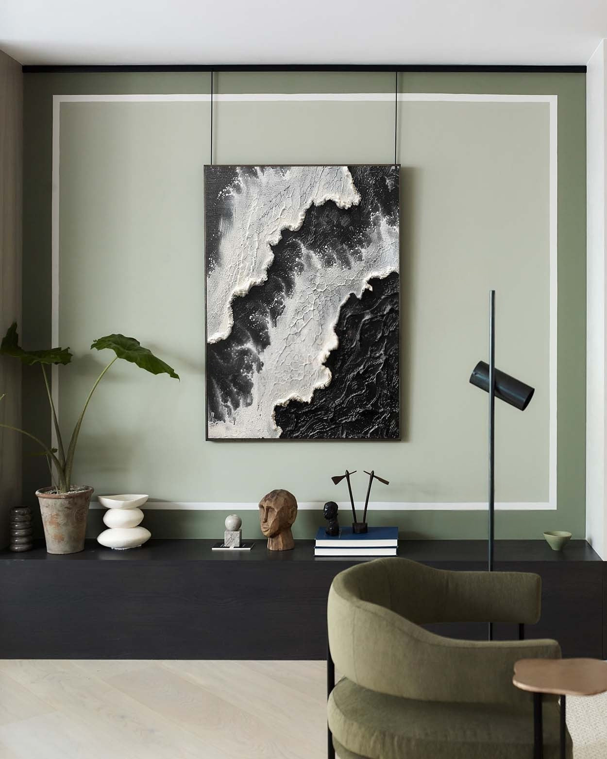 Wall Art Monochrome Ocean Wave - Neutralighting