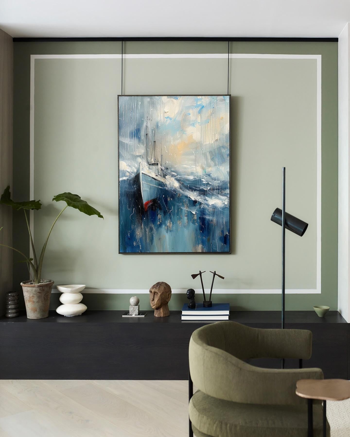 Wall Art Vertical Abstract Sailing Boat - Neutralighting