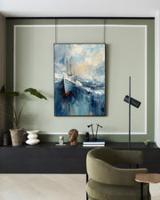 Wall Art Vertical Abstract Sailing Boat - Neutralighting