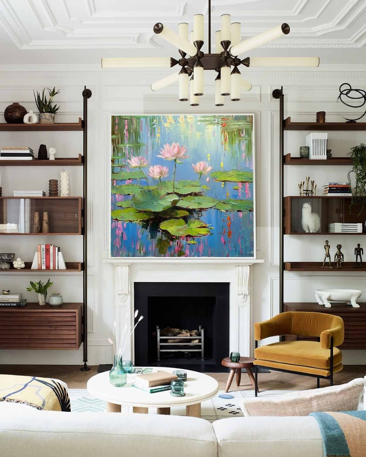 Wall Art Serene Pink Water Lilies Pond - Neutralighting