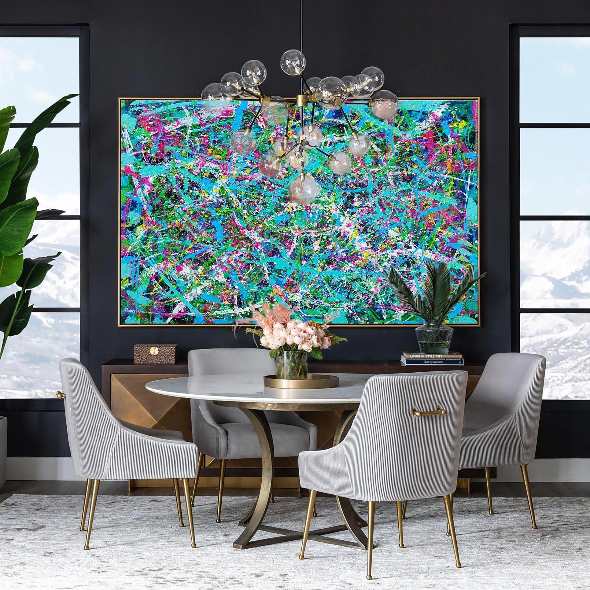 Blue Horizontal Abstract Art 47'' X 36'' IS80 - Neutralighting