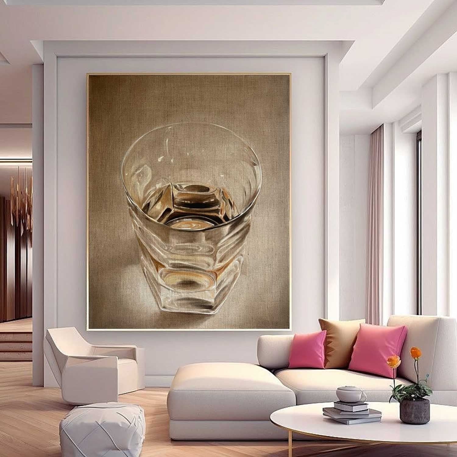 Wall Art Realistic Whiskey Glass Hyperrealism - Neutralighting