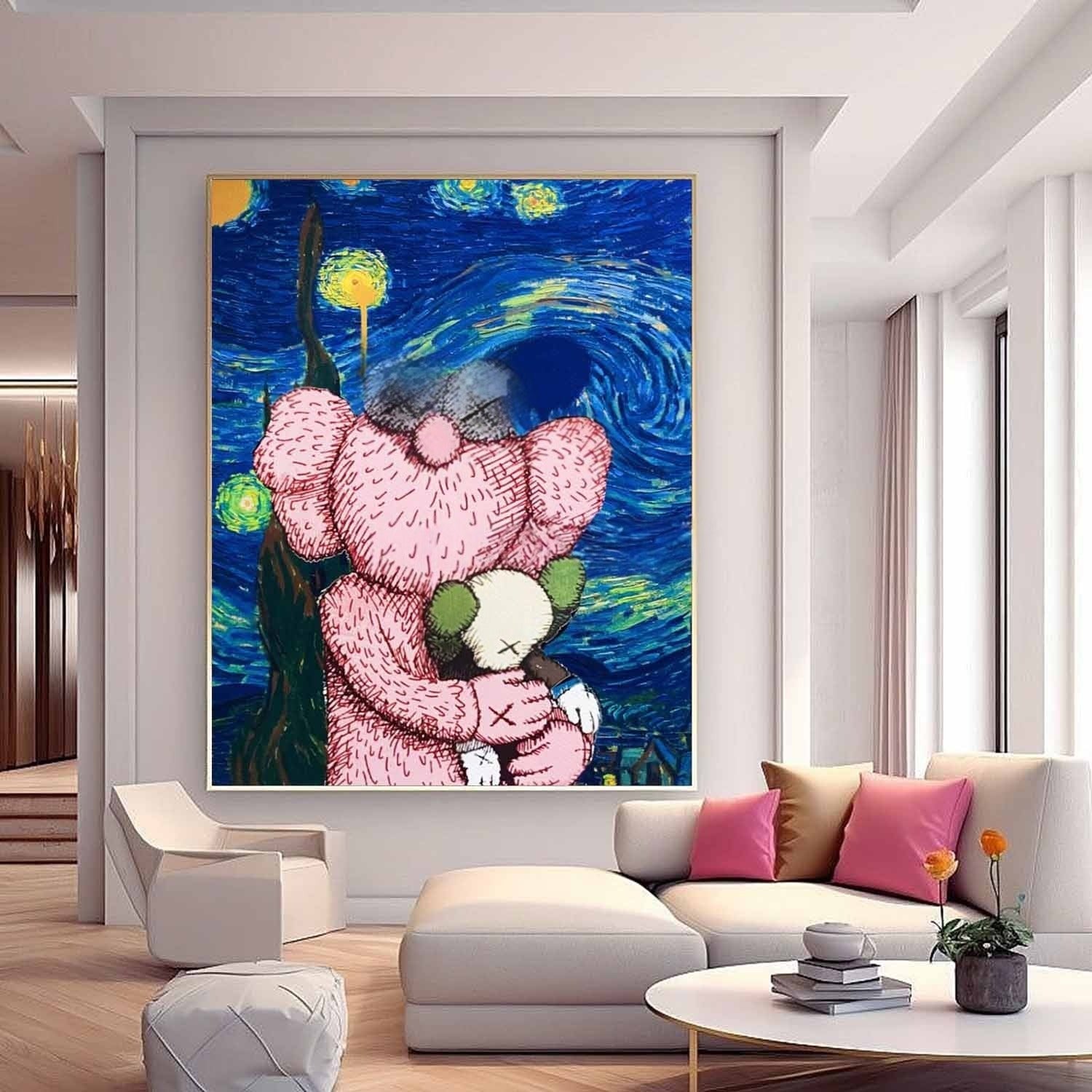 Wall Art Square Pop Art KAWS Inspired Starry Night - Neutralighting