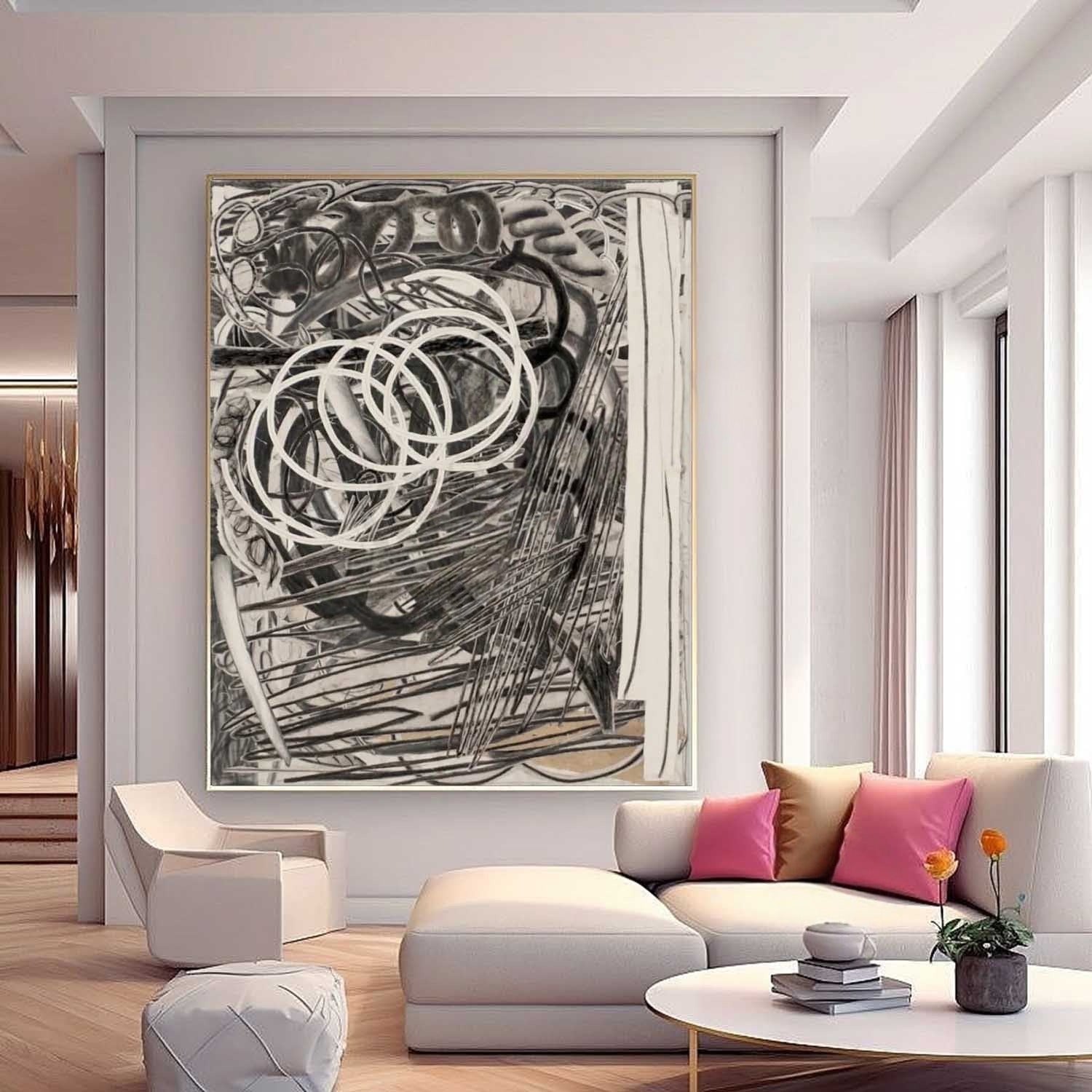 Wall Art Vertical Expressionist Painting - Neutralighting