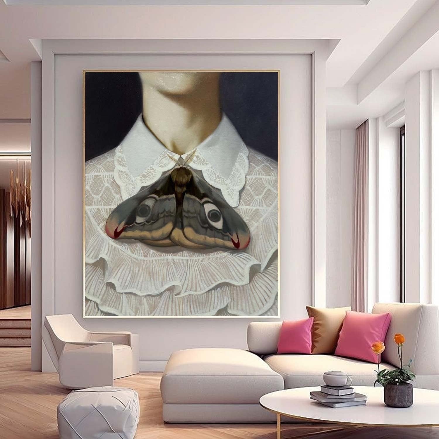 Wall Art Rectangle Surreal Art Moth Portrait - Neutralighting