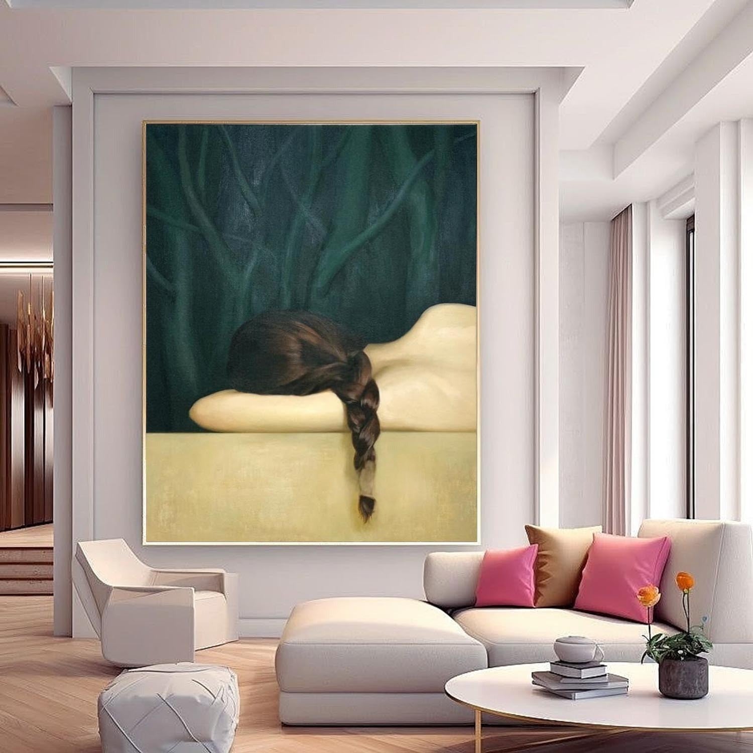 Wall Art Dreamy Hyperrealism Figure Braid - Neutralighting