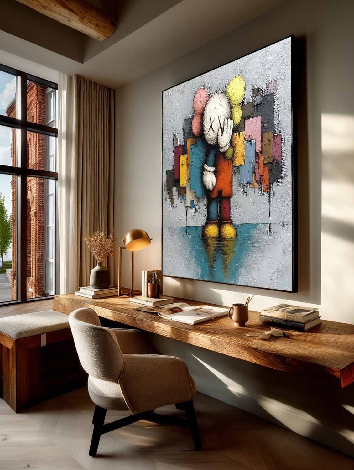 Wall Art Reflective Textured Kaws - Neutralighting