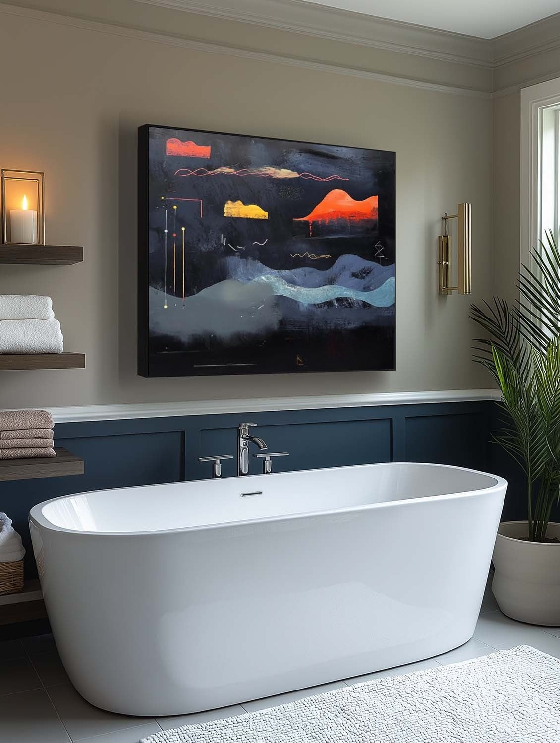 Wall Art Dramatic Textured Layered Dark - Neutralighting