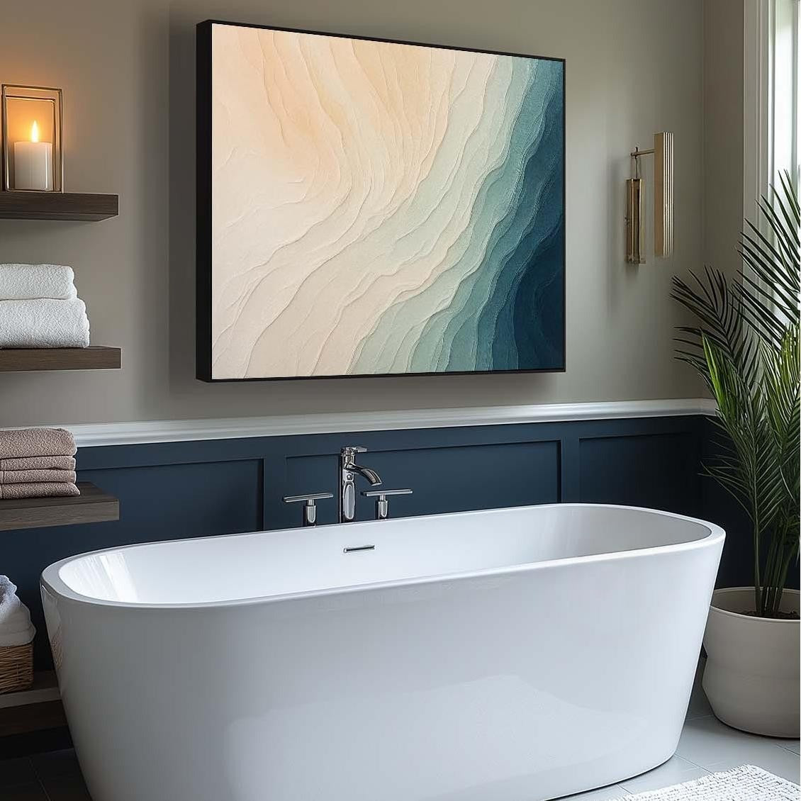 Wall Art Textured Gradient Wave Pattern - Neutralighting