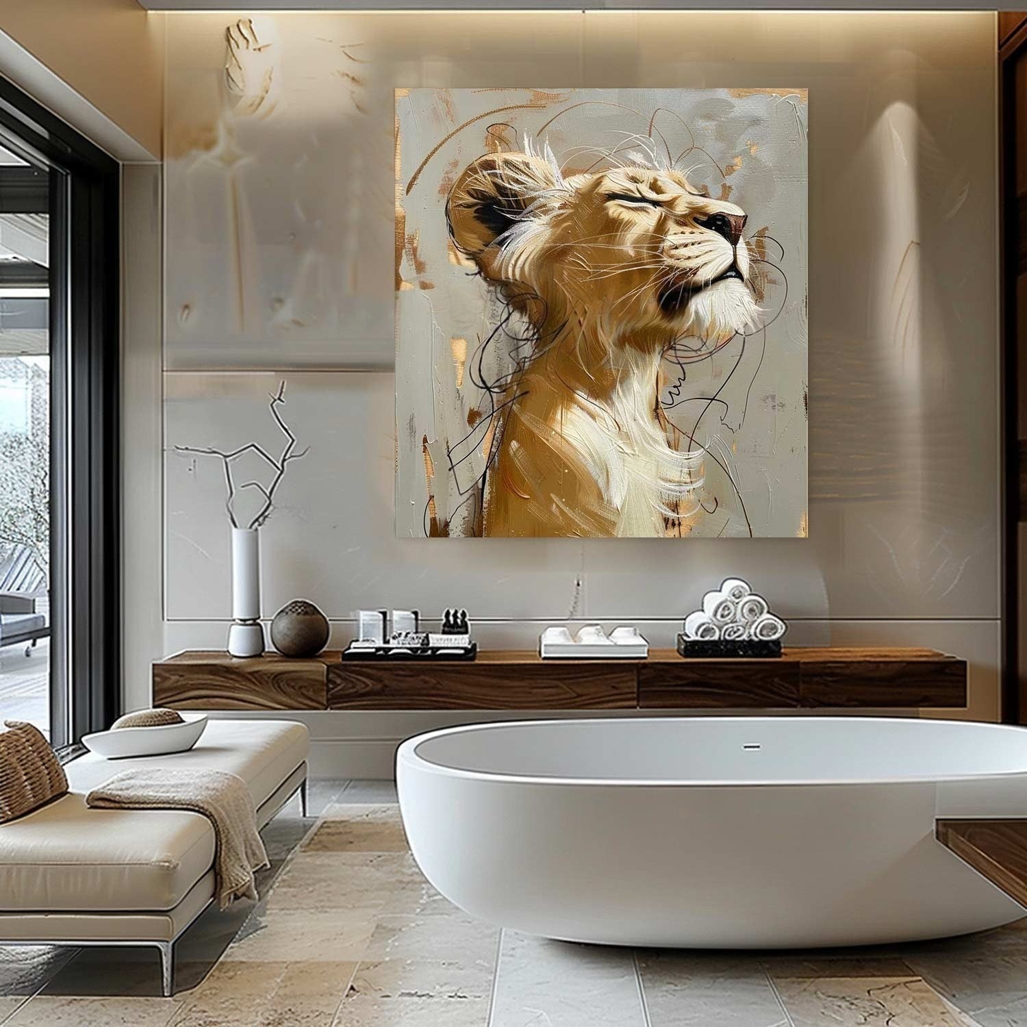 Wall Art Majestic Lioness Gold - Neutralighting