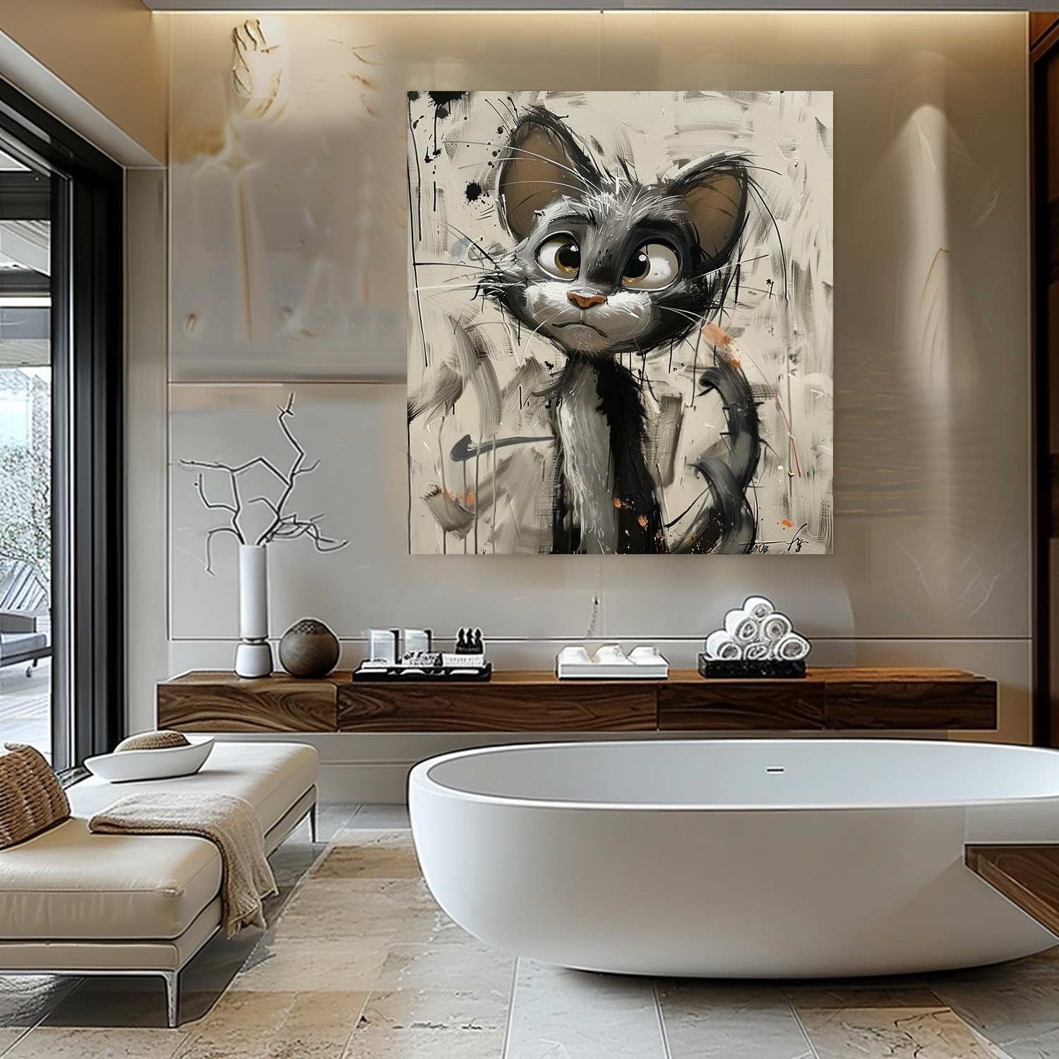 Wall Art Textured Expressive Brushstroke - Neutralighting