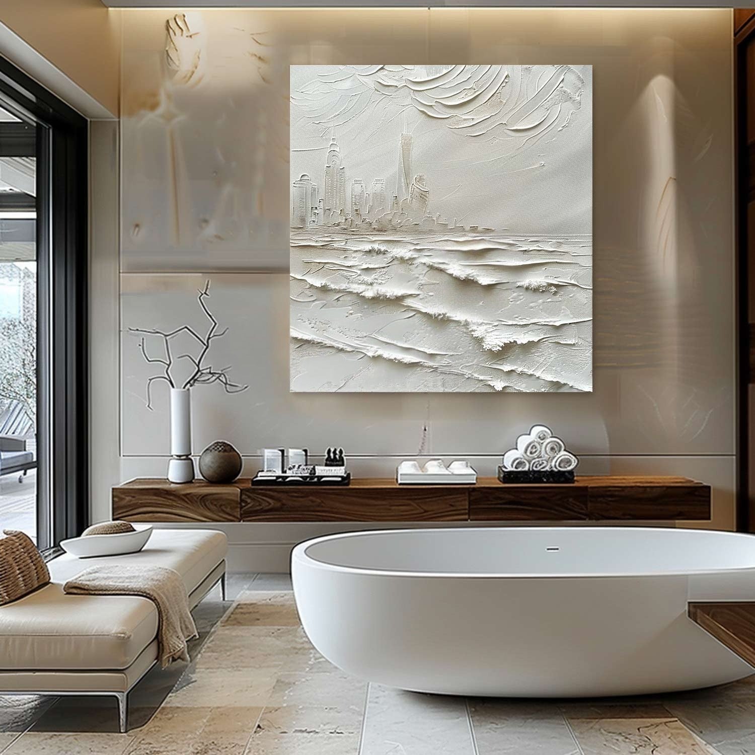Wall Art Impasto Coastal Metropolis - Neutralighting