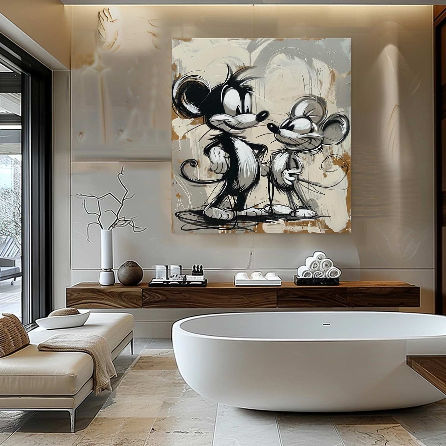 Wall Art Timeless Pop Art Mouse Pair - Neutralighting