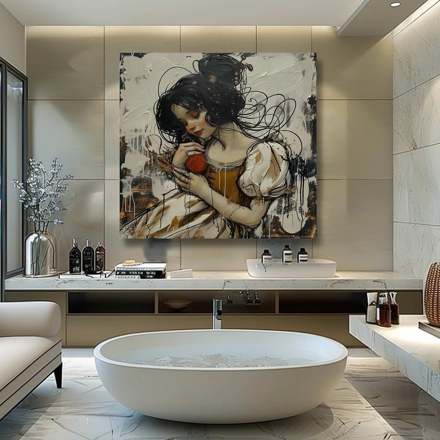 Wall Art Snow White Canvas - Neutralighting