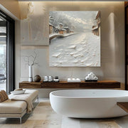 Wall Art Impasto Water Town Winter - Neutralighting