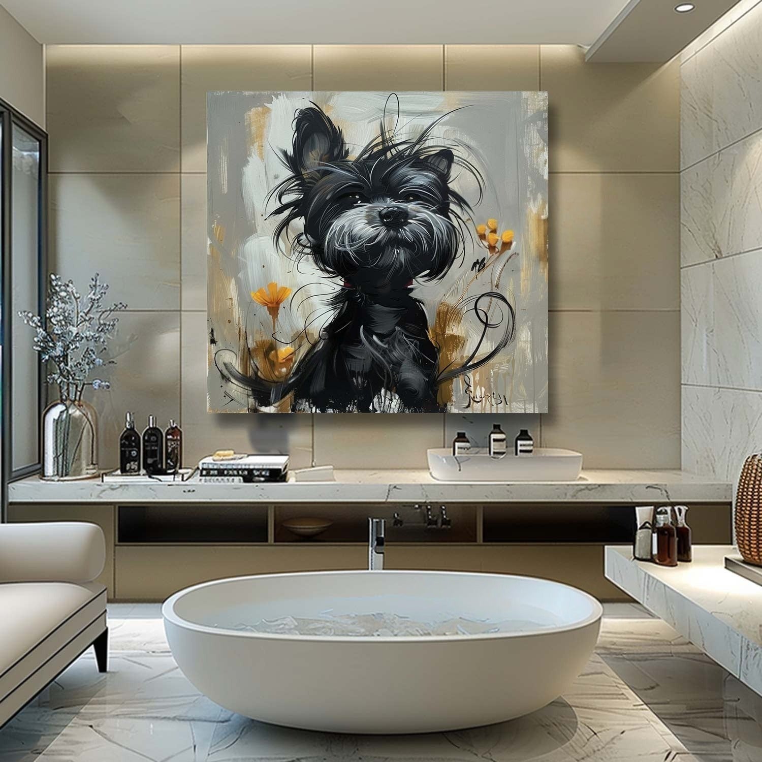 Wall Art Textured Black Terrier - Neutralighting