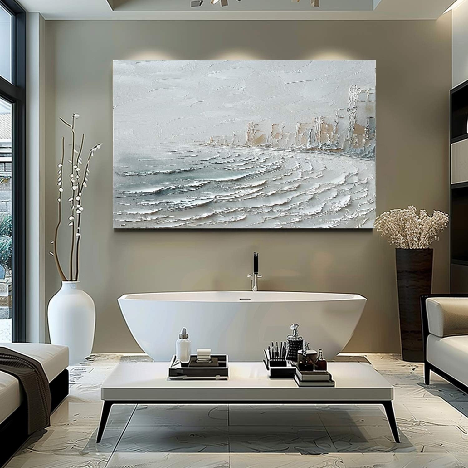 Wall Art Misty Coastal Cliffs Seascape - Neutralighting