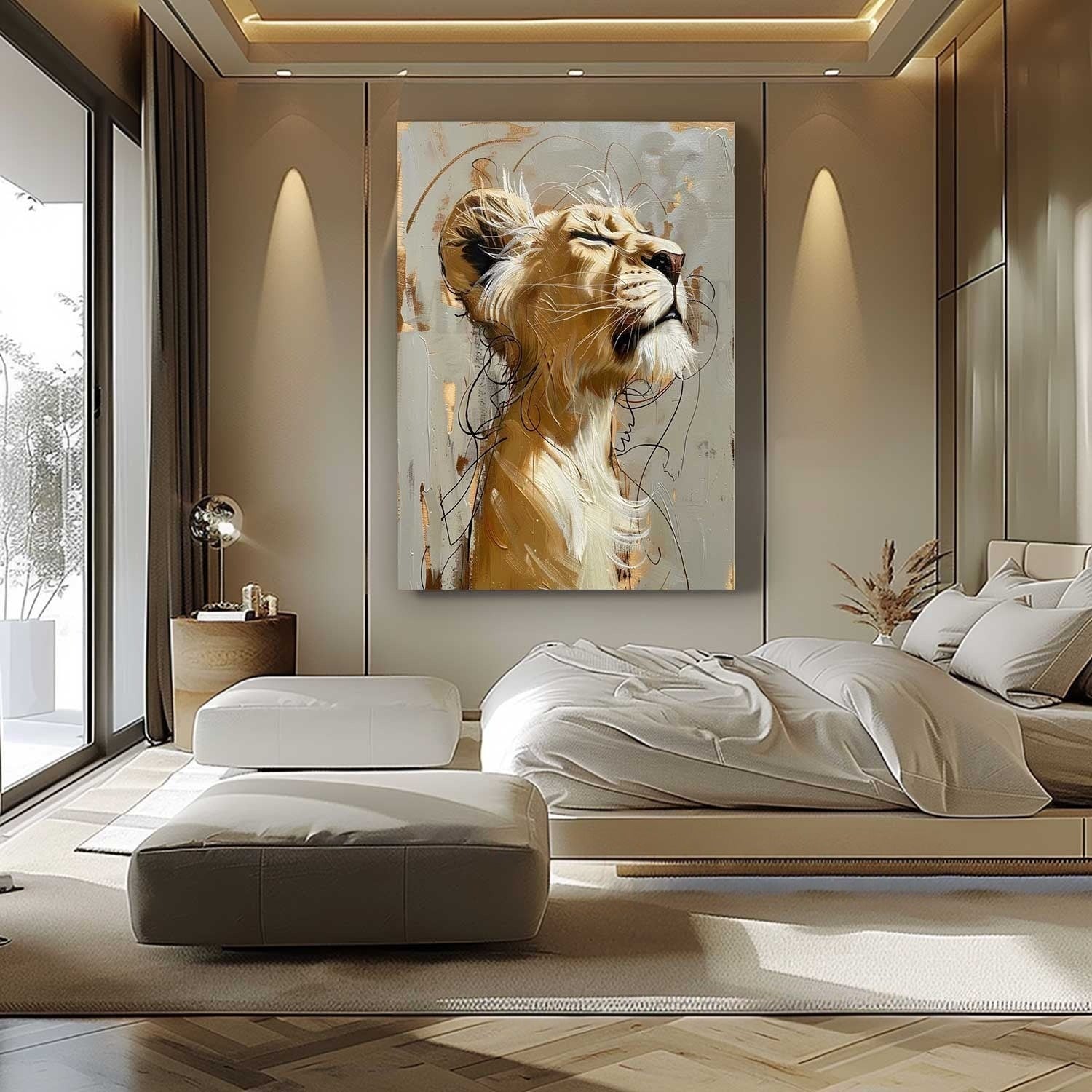Wall Art Majestic Lioness Gold - Neutralighting