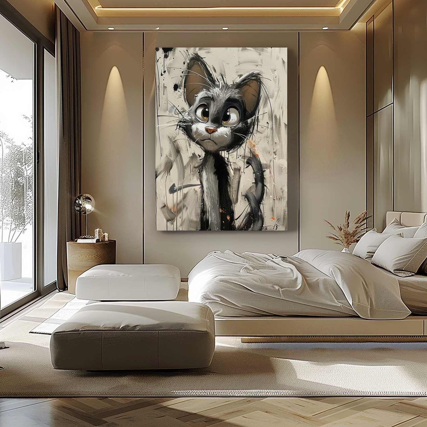 Wall Art Textured Expressive Brushstroke - Neutralighting