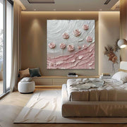 Wall Art Square Pink Rose Floral Painting - Neutralighting
