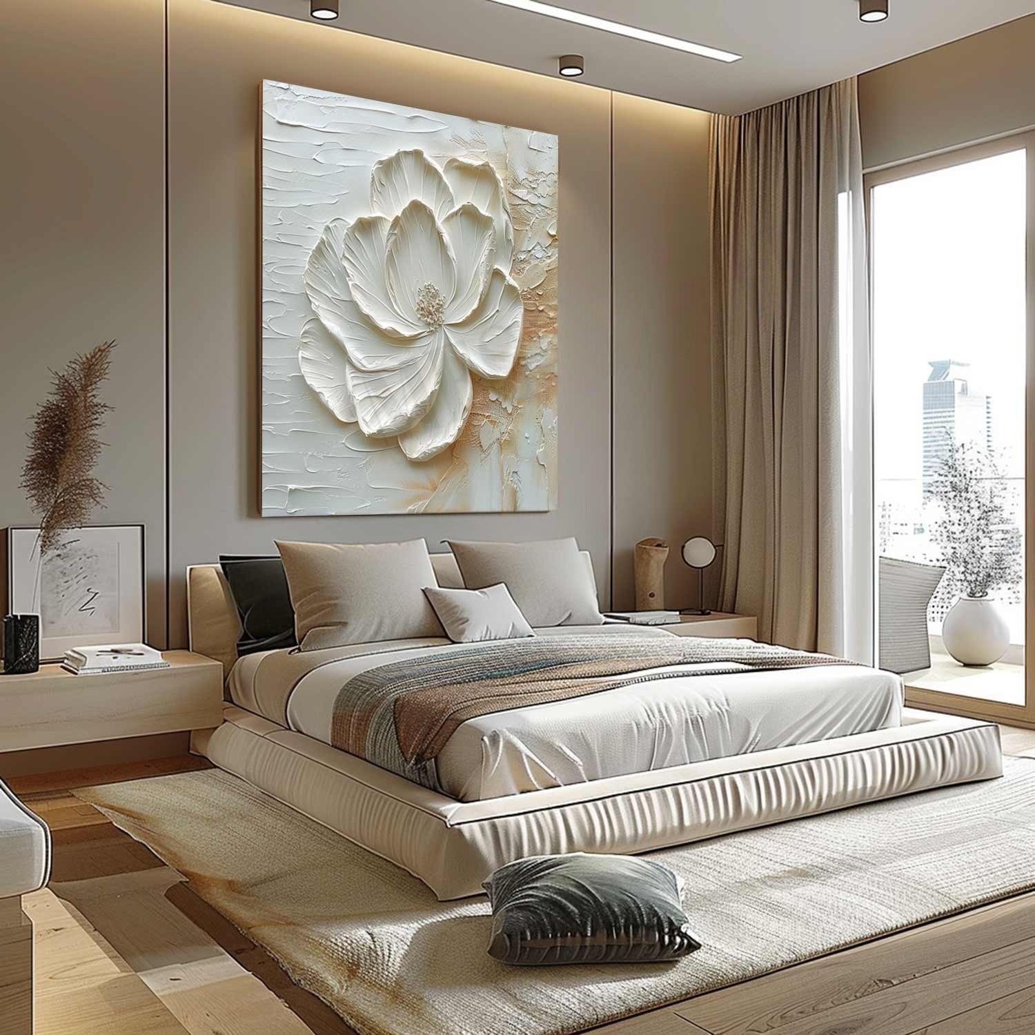 3D White Peony Impasto Painting - Neutralighting