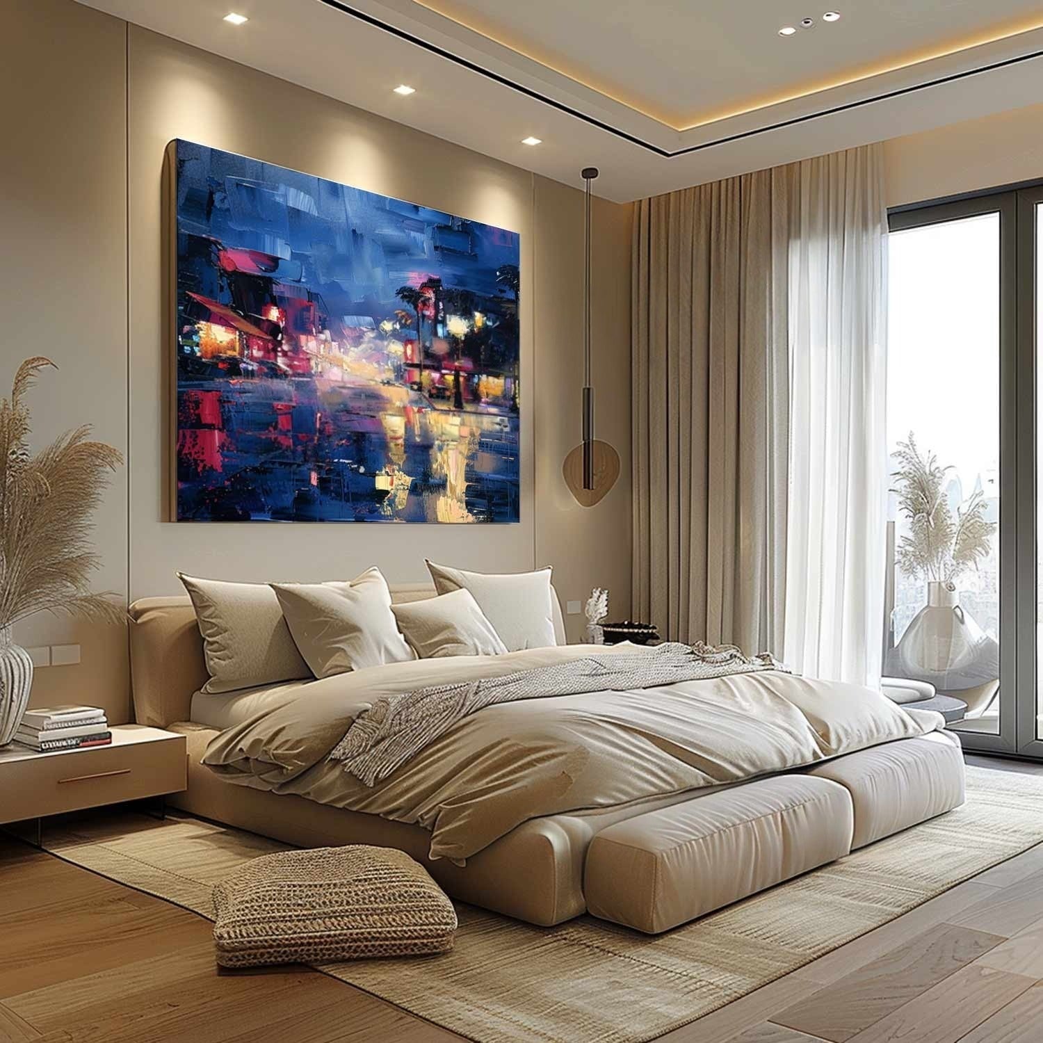 Wall Art Vibrant Rainy Night Cityscape - Neutralighting