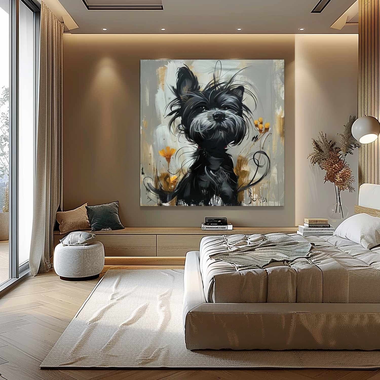 Wall Art Textured Black Terrier - Neutralighting