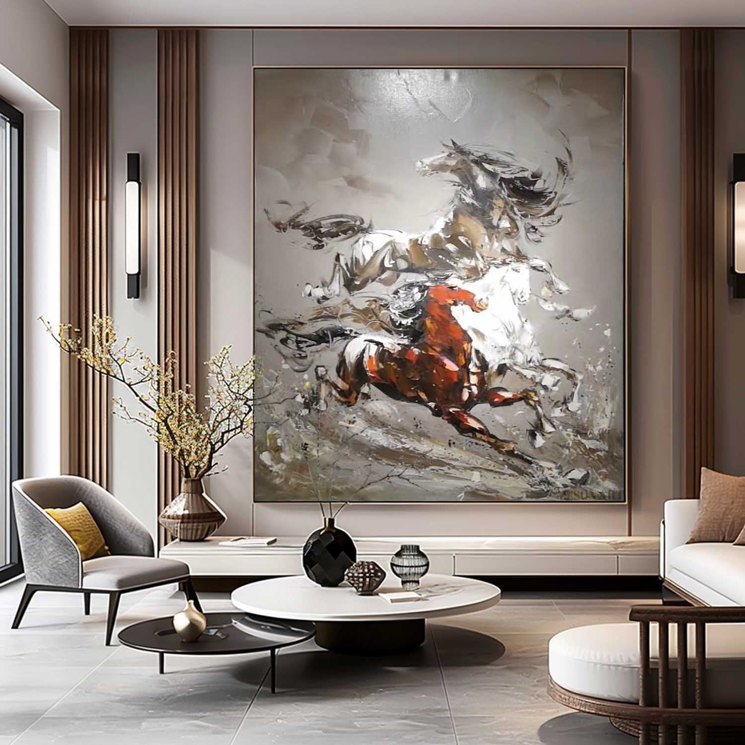Wall Art Vertical Hyperrealism Galloping - Neutralighting