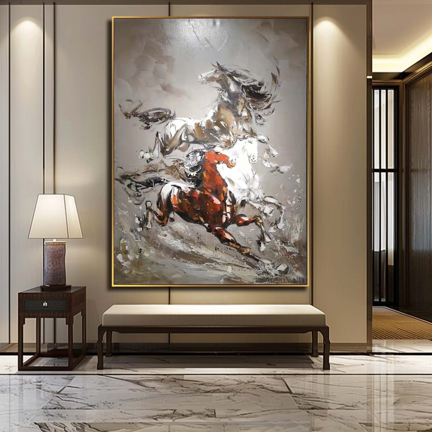 Wall Art Vertical Hyperrealism Galloping - Neutralighting