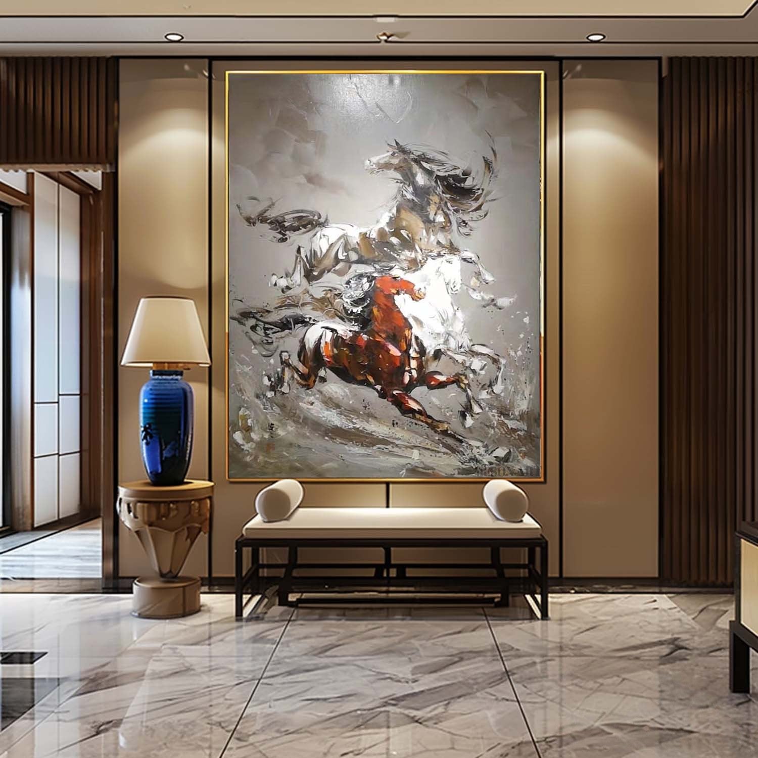 Wall Art Vertical Hyperrealism Galloping - Neutralighting
