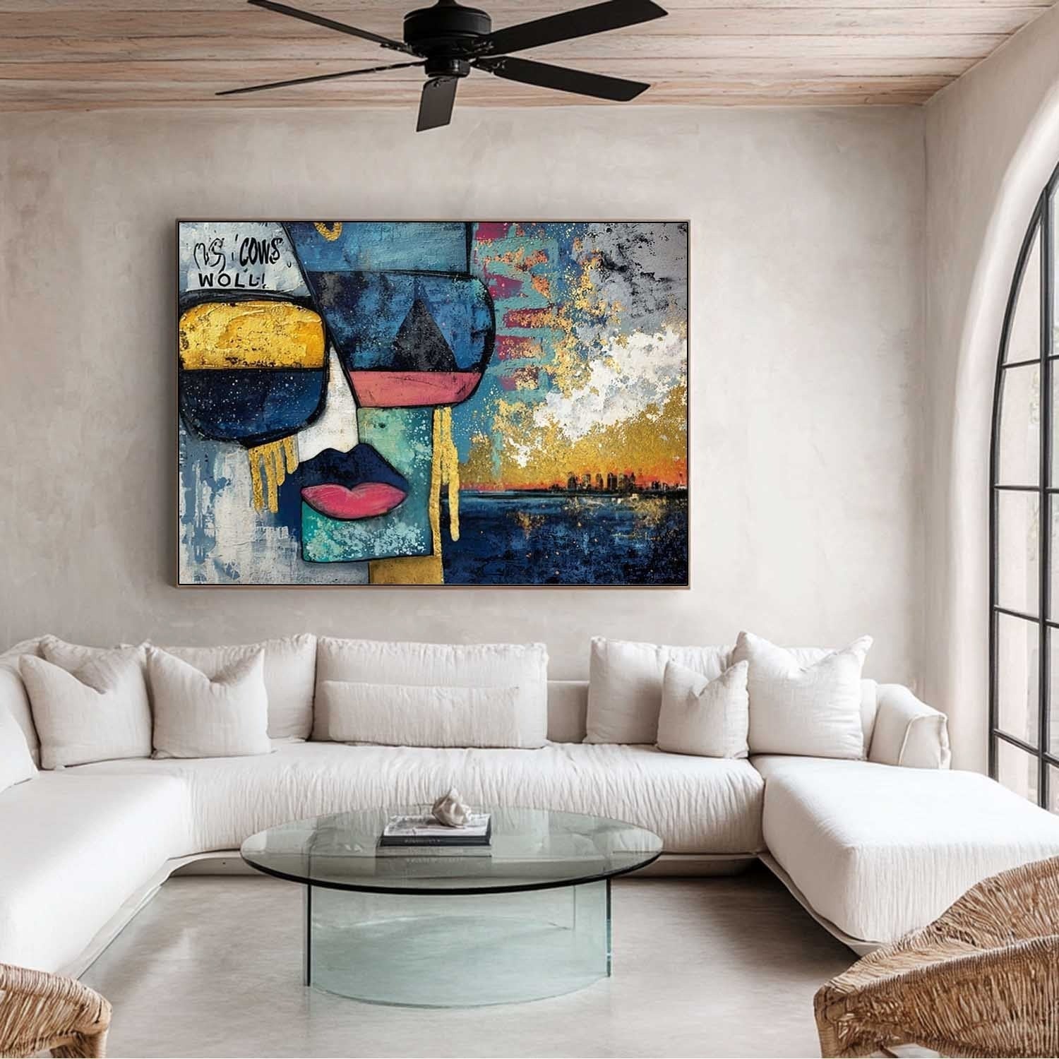 Urban Abstract Face & Skyline Painting - Neutralighting