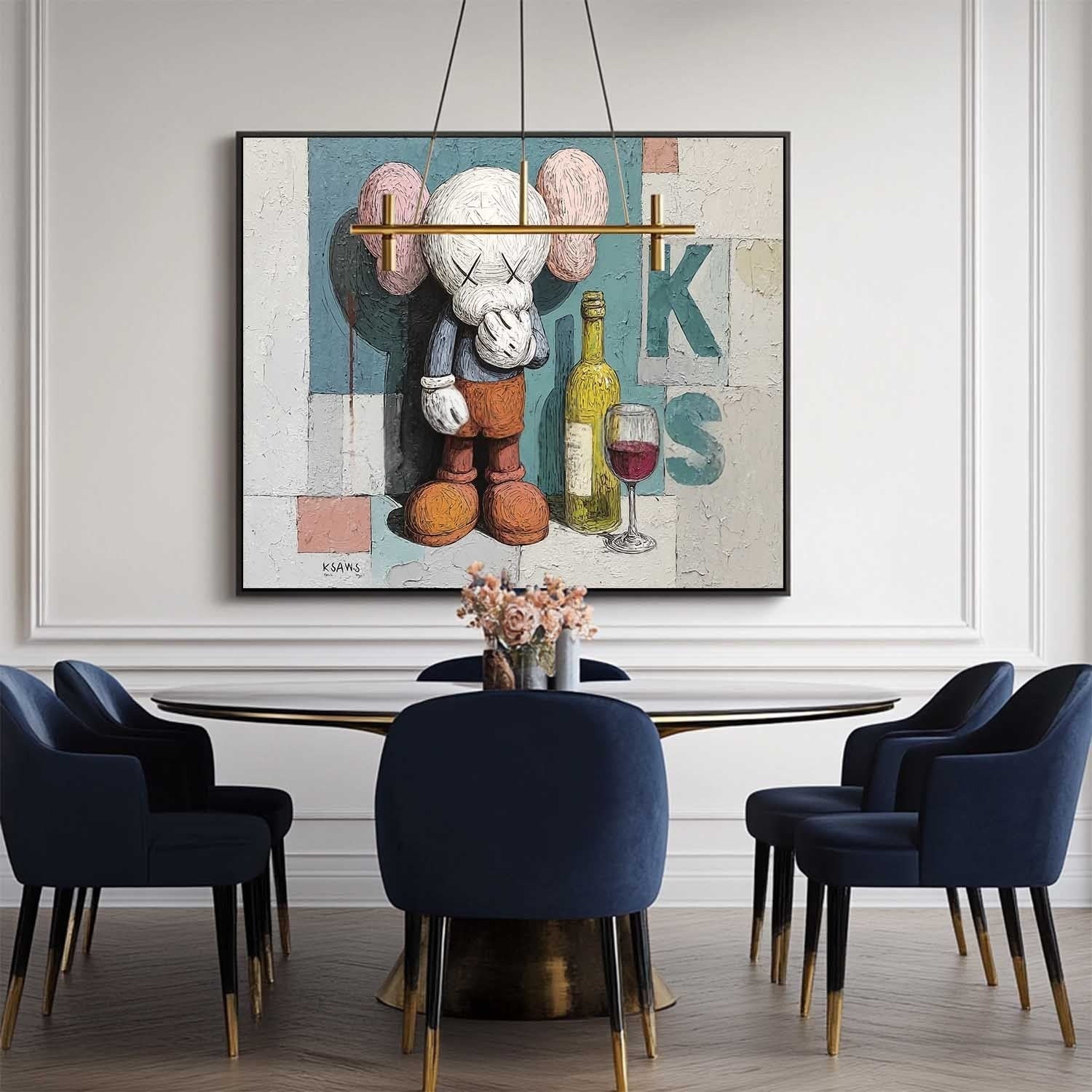 Wall Art Playful Textured Kaws Companion - Neutralighting