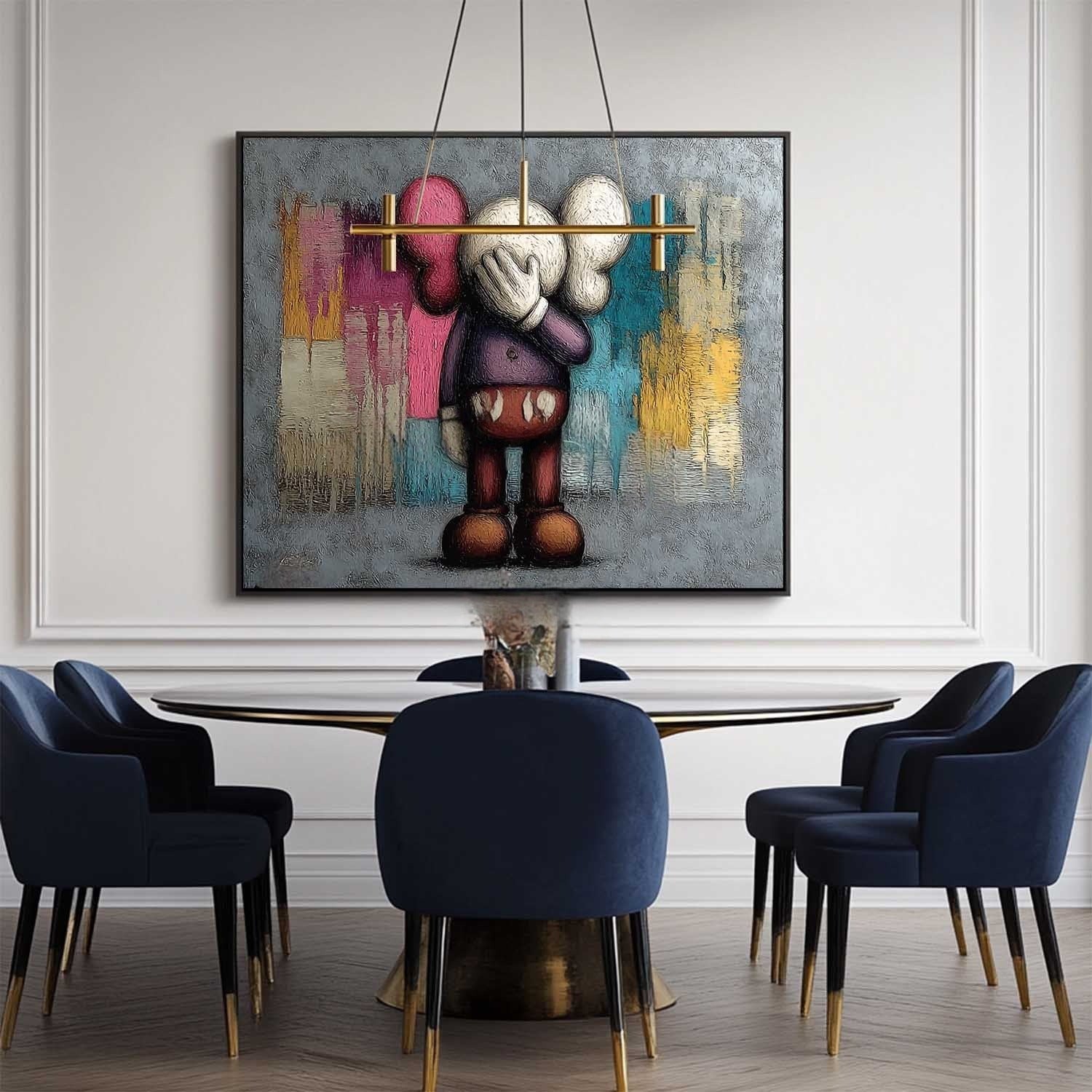 Wall Art Introspective Textured Kaws - Neutralighting