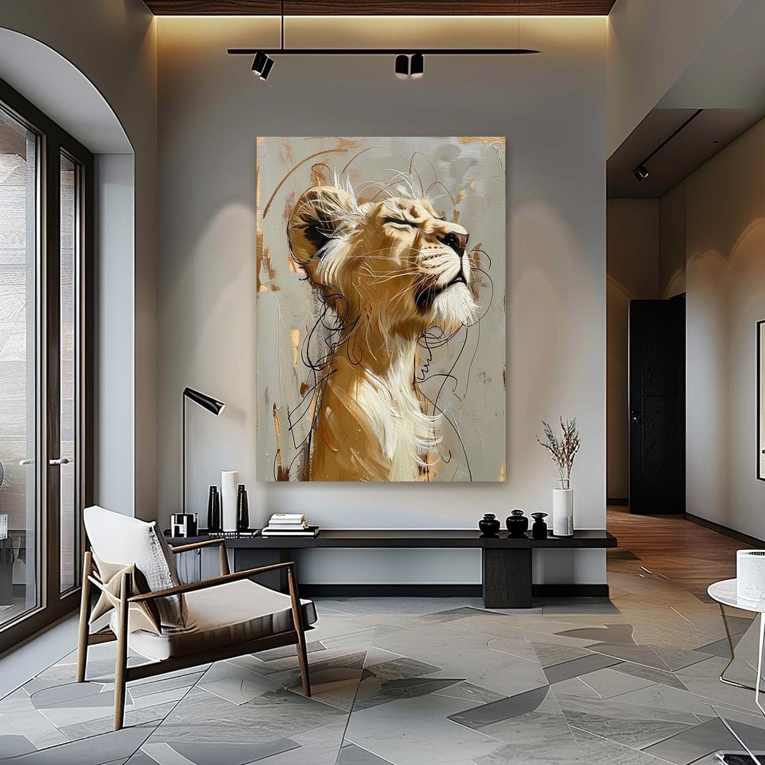 Wall Art Majestic Lioness Gold - Neutralighting