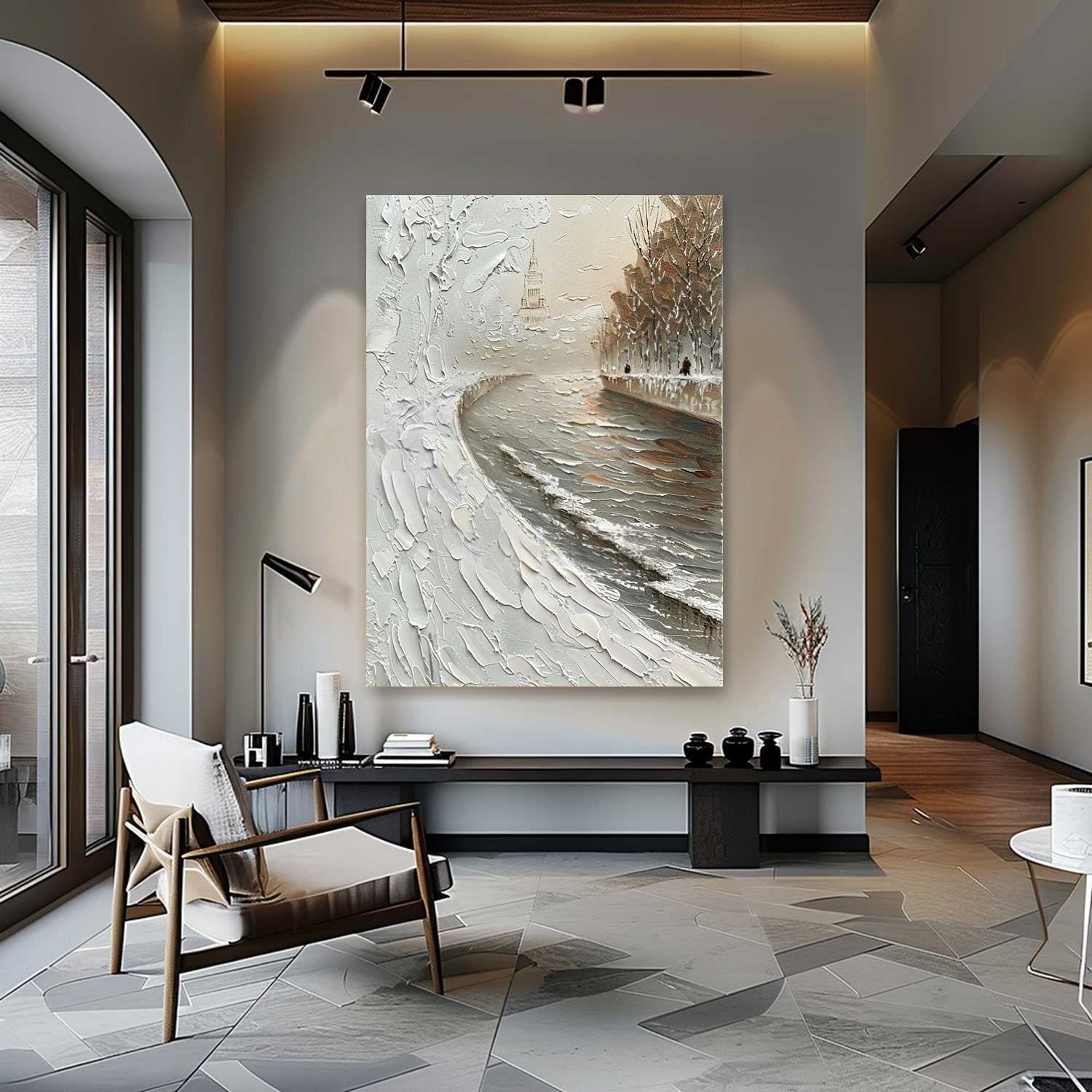 Wall Art Impasto Winter Canal City - Neutralighting