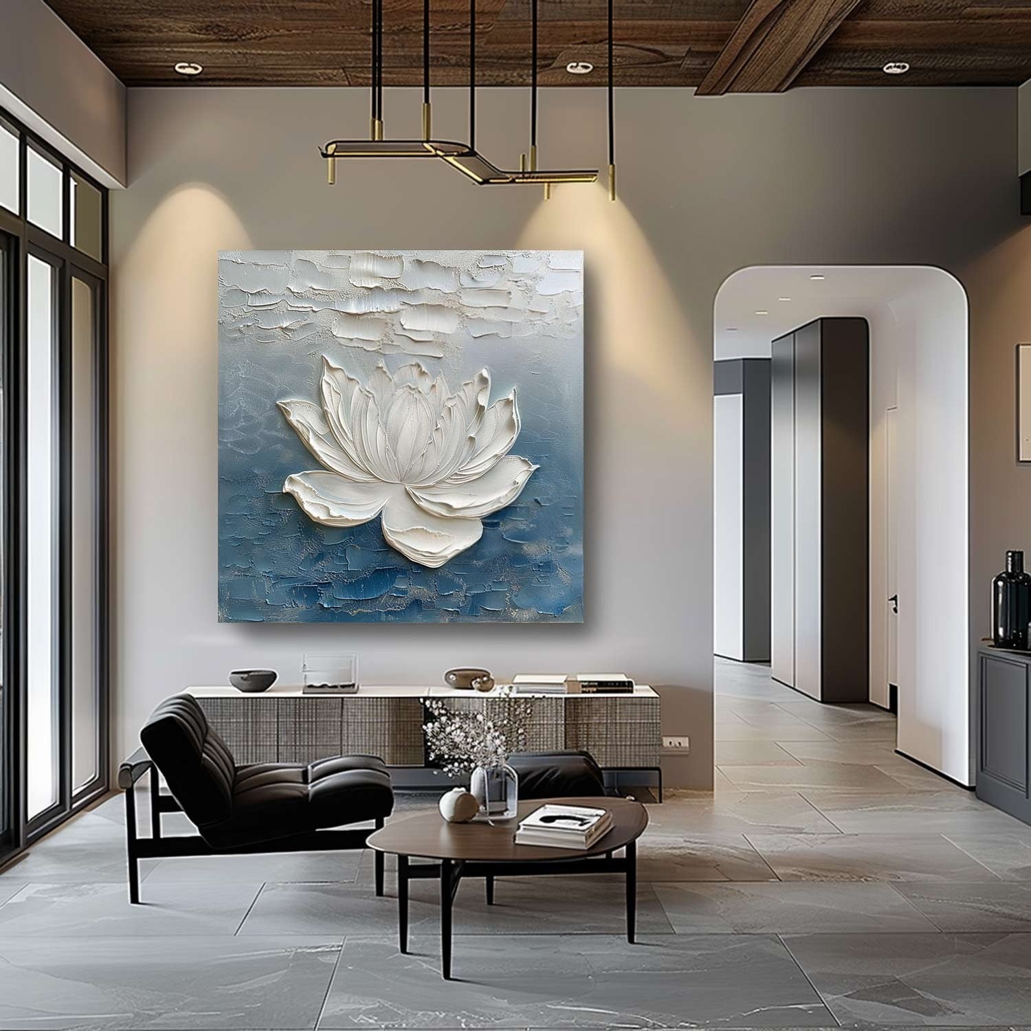 Wall Art 3D Lotus Flower Oil Painting - Neutralighting