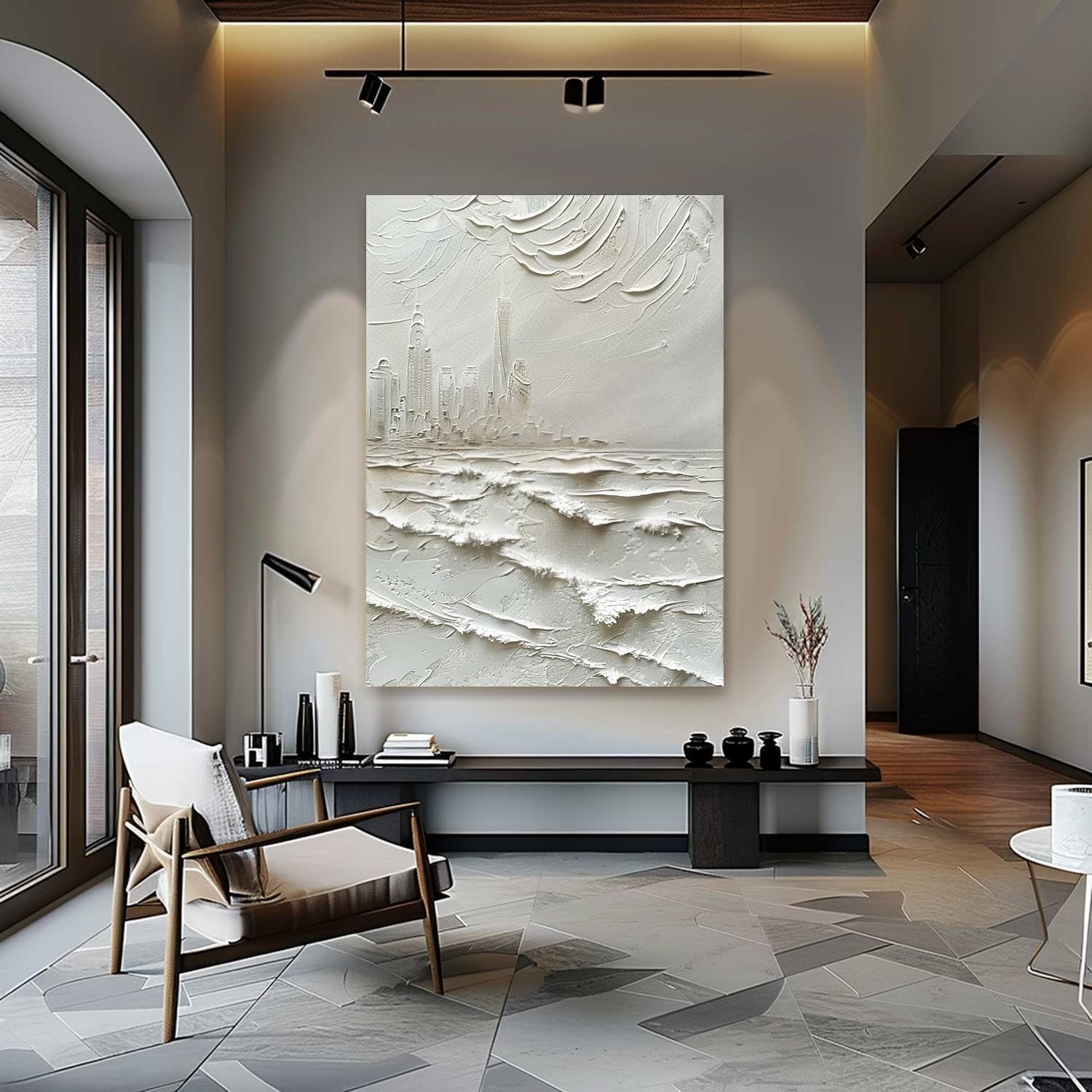 Wall Art Impasto Coastal Metropolis - Neutralighting