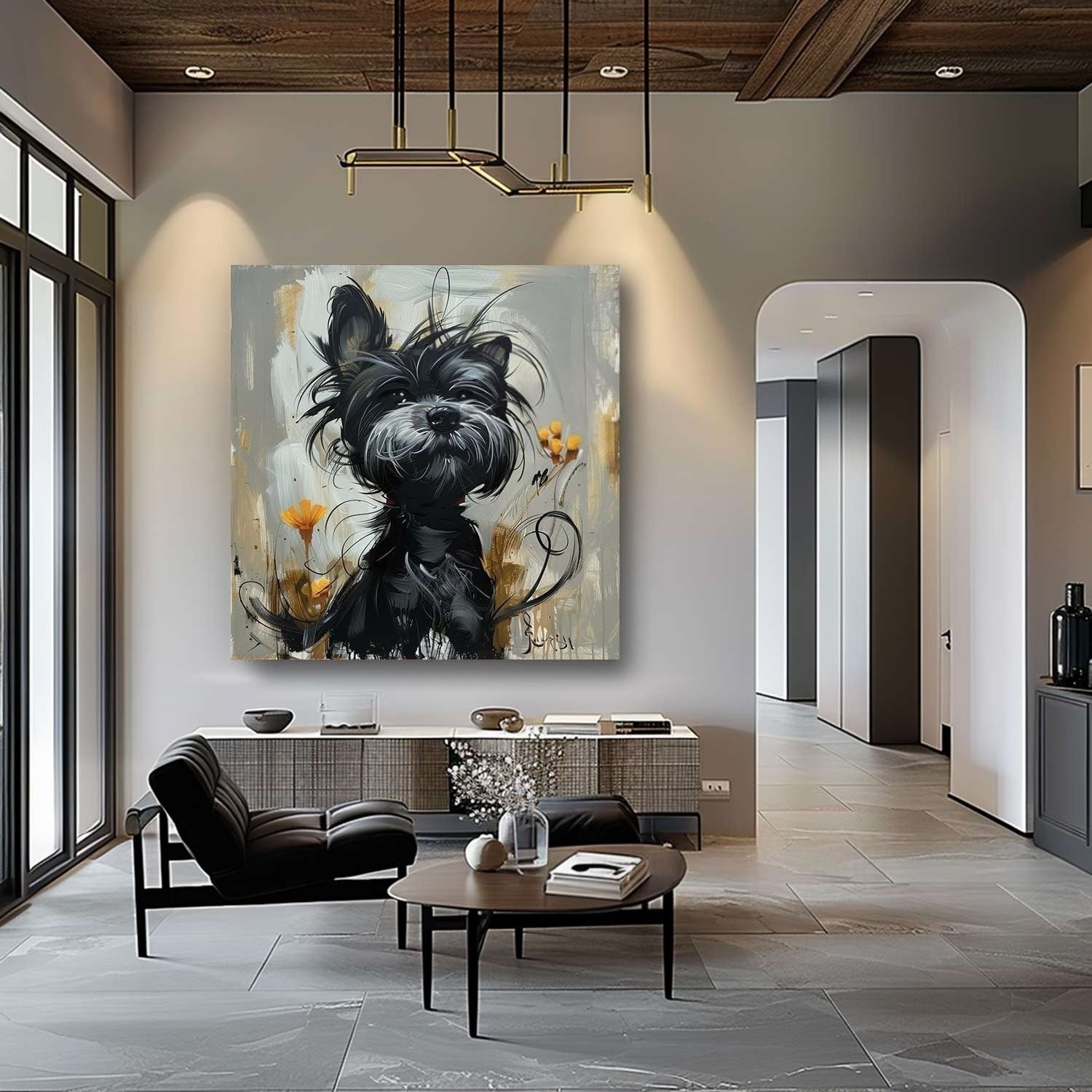 Wall Art Textured Black Terrier - Neutralighting