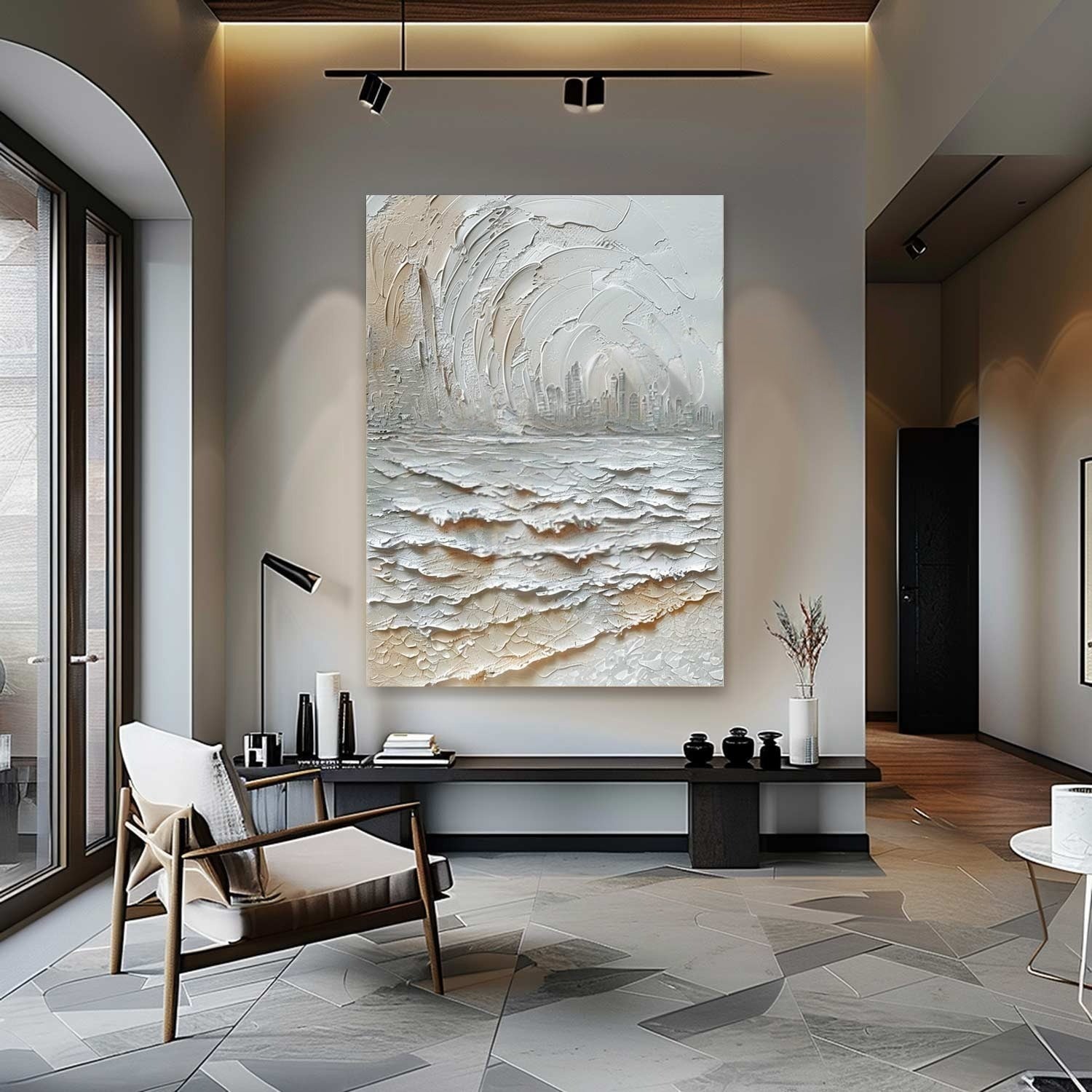 Wall Art Impasto Coastal Cityscape - Neutralighting